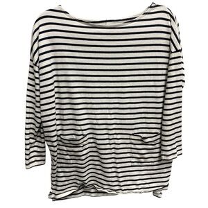 Hatch maternity Black and White Striped  Sleeve Tee size 2 cotton